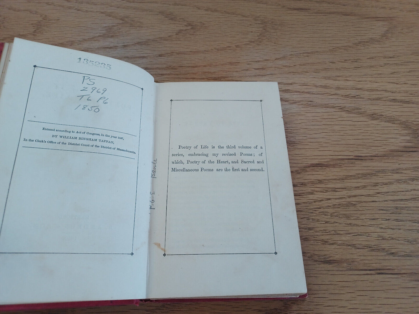 Poetry Of Life By William B Tappan 1850