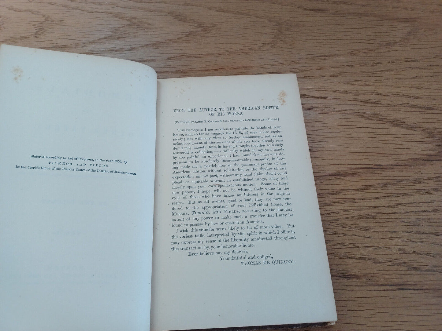 Memorials And Other Papers By Thomas De Quincey Vol I 1874