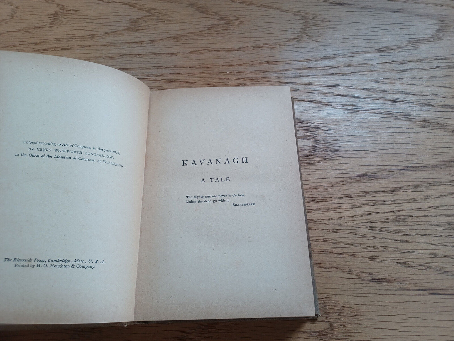 Kavanagh A Tale By Henry Wadsworth Longfellow Portland Edition 1894