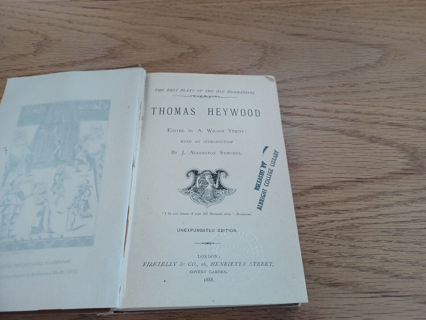 Thomas Heywood Edited By A Wilson Verity Unexpurgated Edition 1888