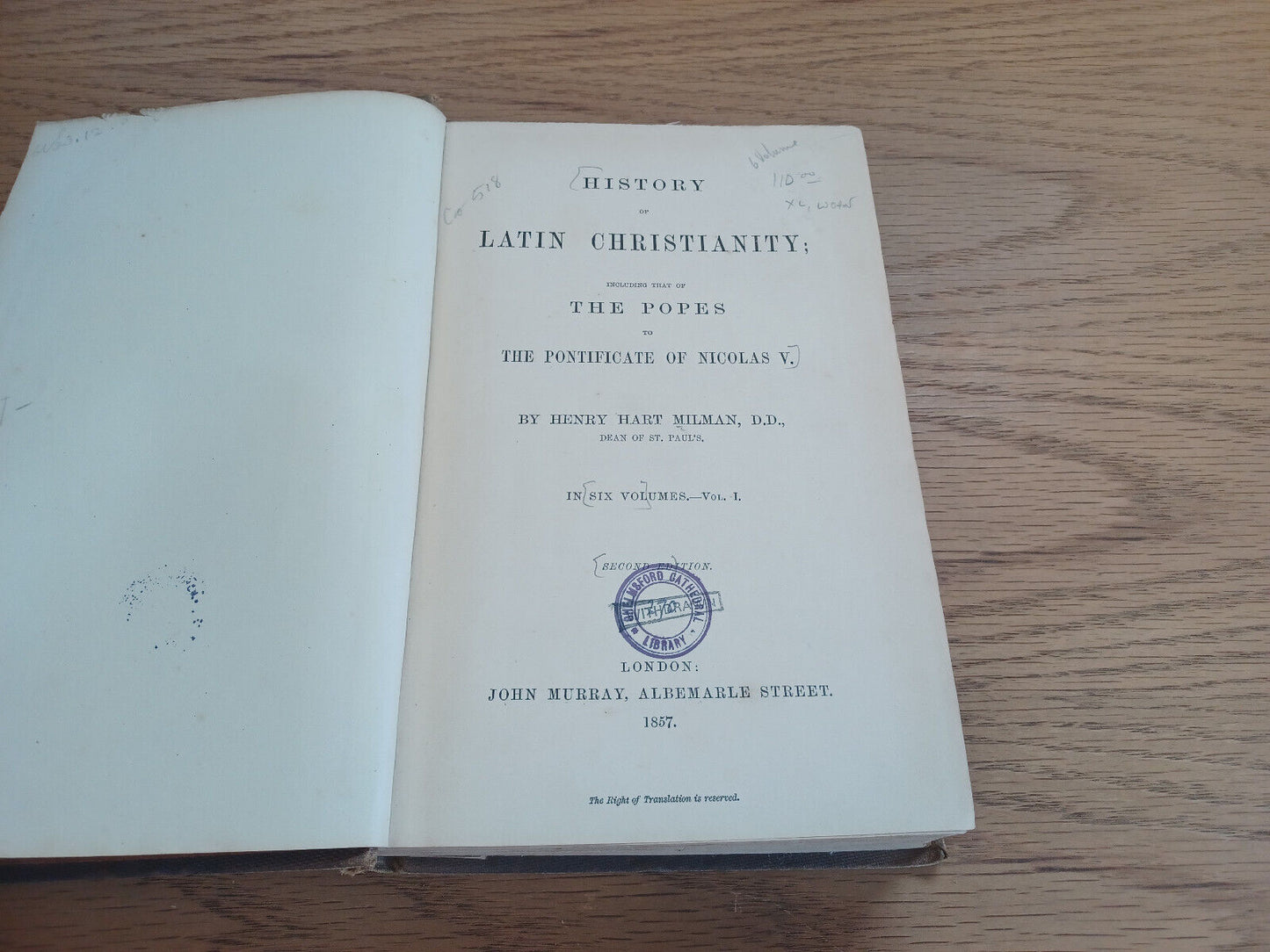 History Of Latin Christianity Popes To Pontificate Of Nicolas V Vol I 1857