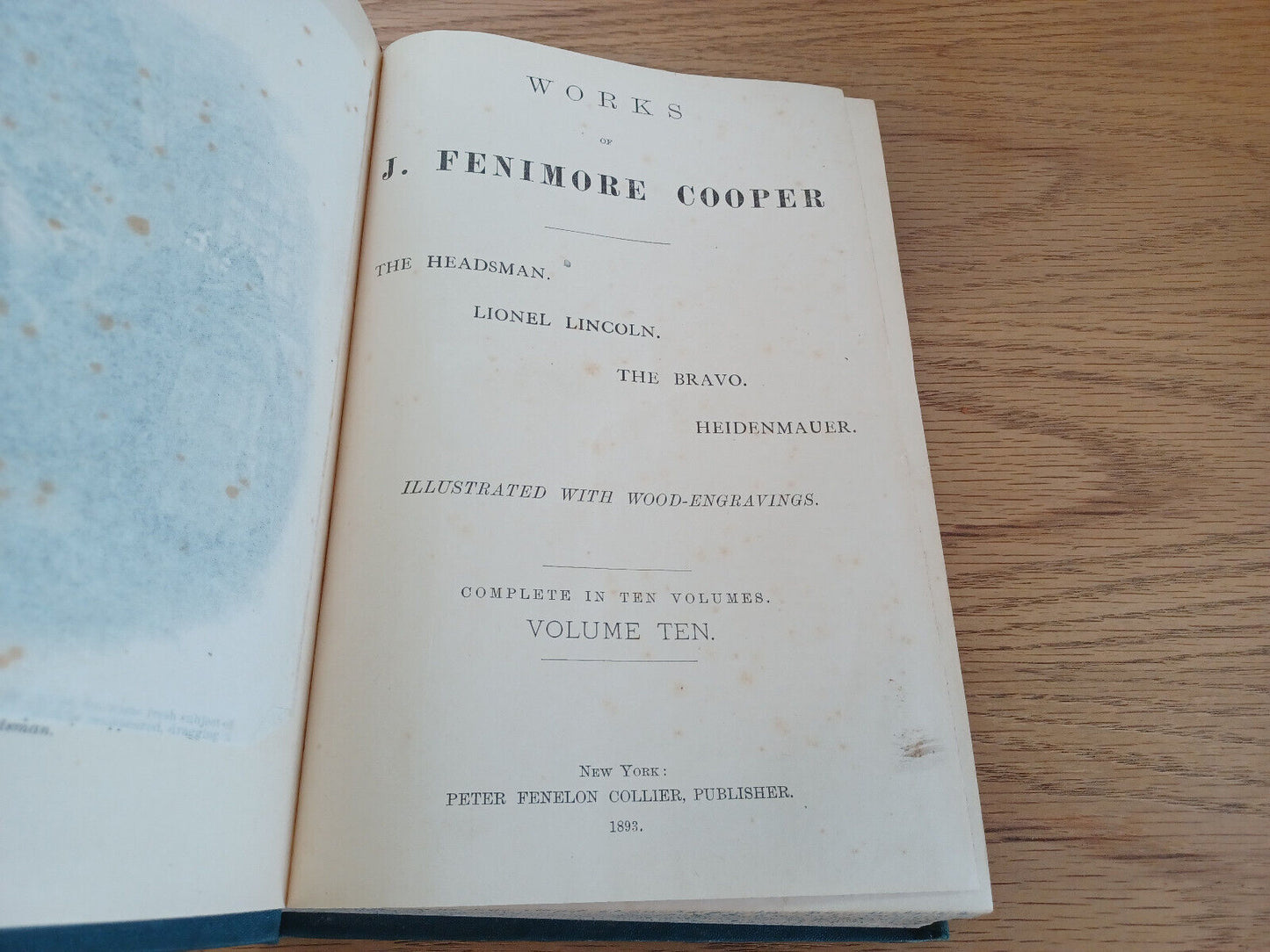 Works J Fenimore Cooper Headsman Lionel Lincoln Brave Heidenmauer Vol Ten 1893