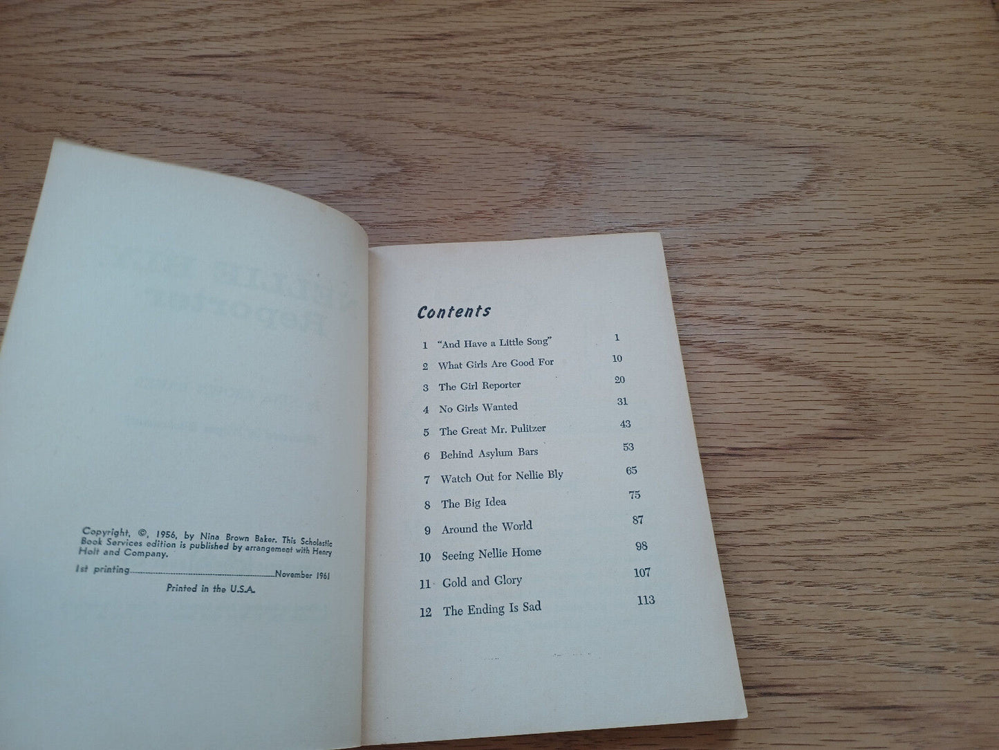 Nellie Bly Reporter Nina Brown Baker 1961 1St Printing