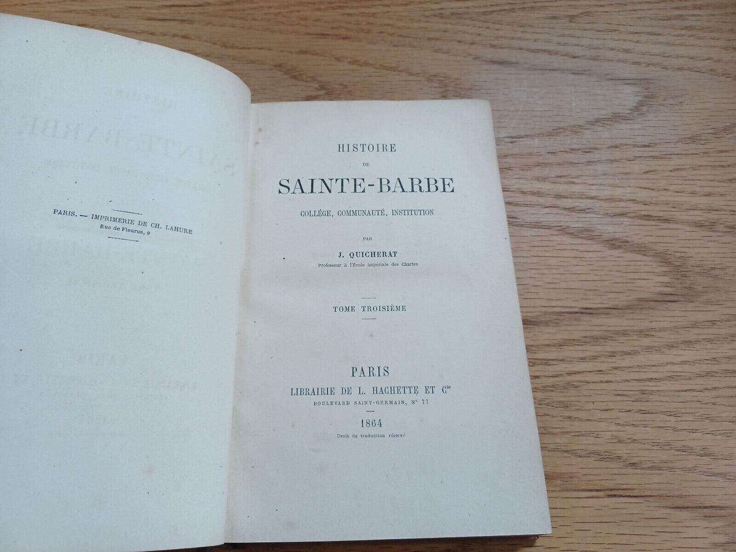 Histoire De Sainte-Barbe J Quicherat Tome Troisieme 1864 French