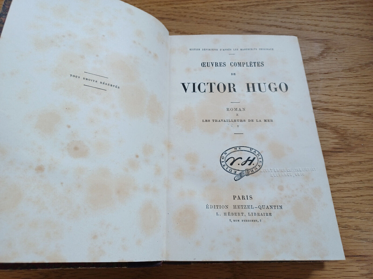 Oeuvres Completes De Victor Hugo Roman X Les Travailleurs De La Mer I Éd Définit