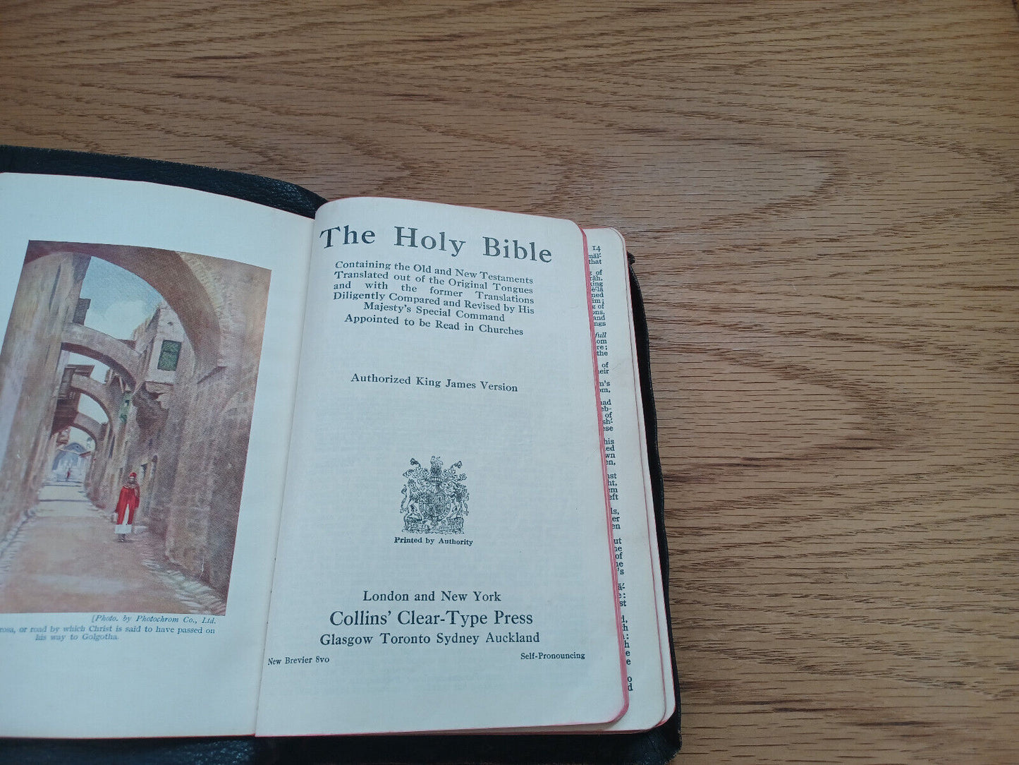 Holy Bible Authorized King James Version 1934 Collins' Clear Type Press Leather