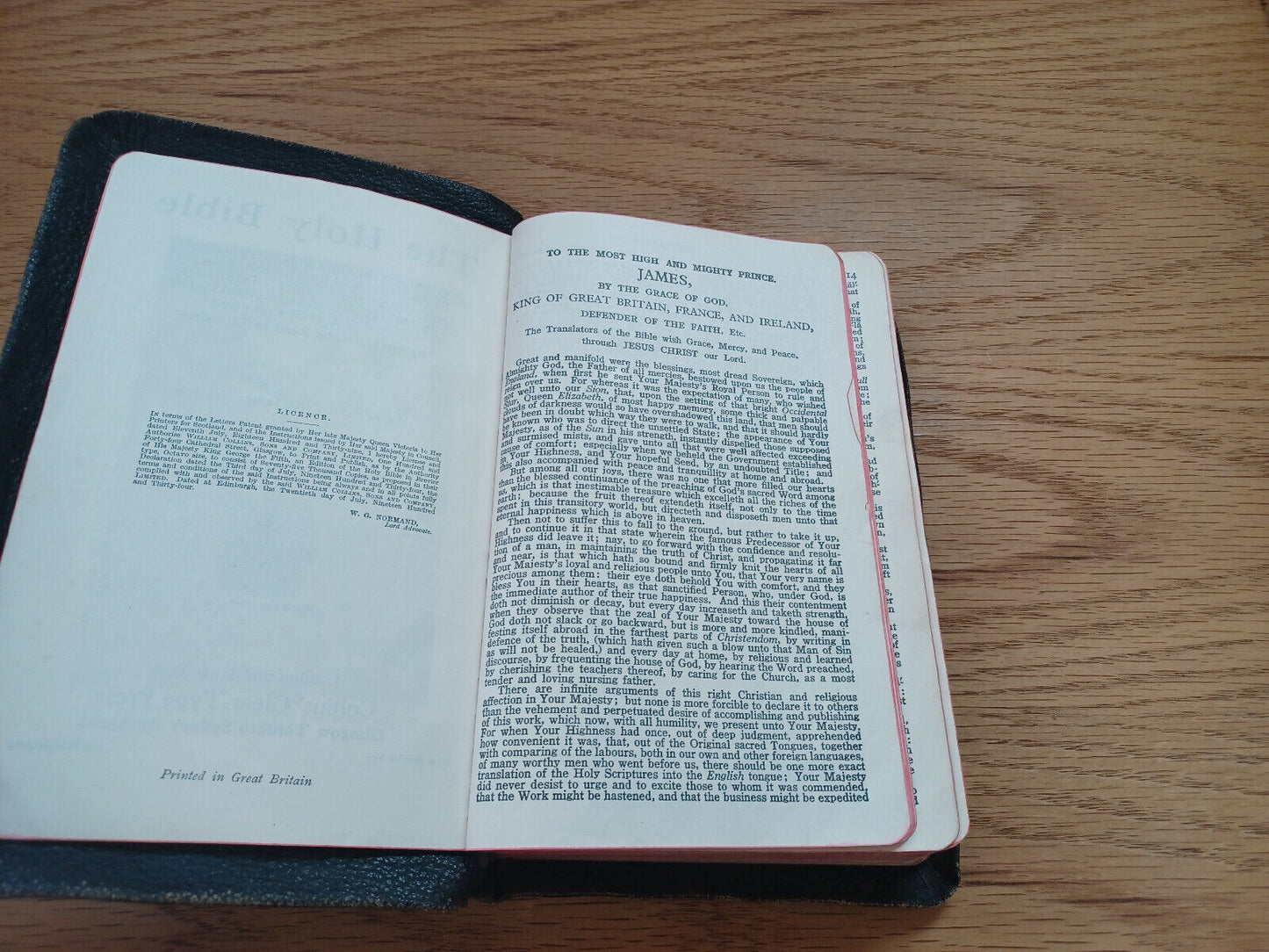 Holy Bible Authorized King James Version 1934 Collins' Clear Type Press Leather