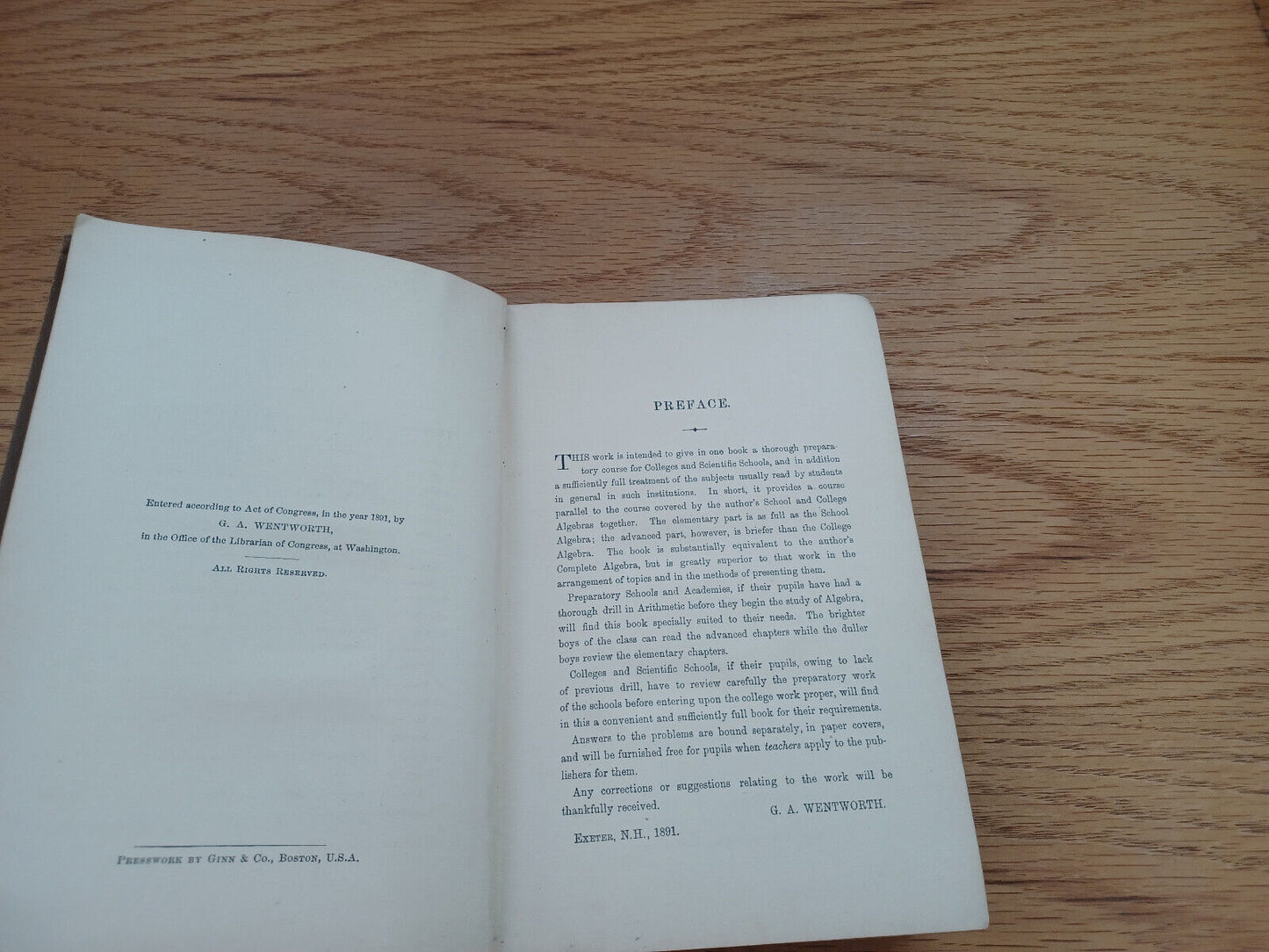 A Higher Algebra G A Wentworth 1896