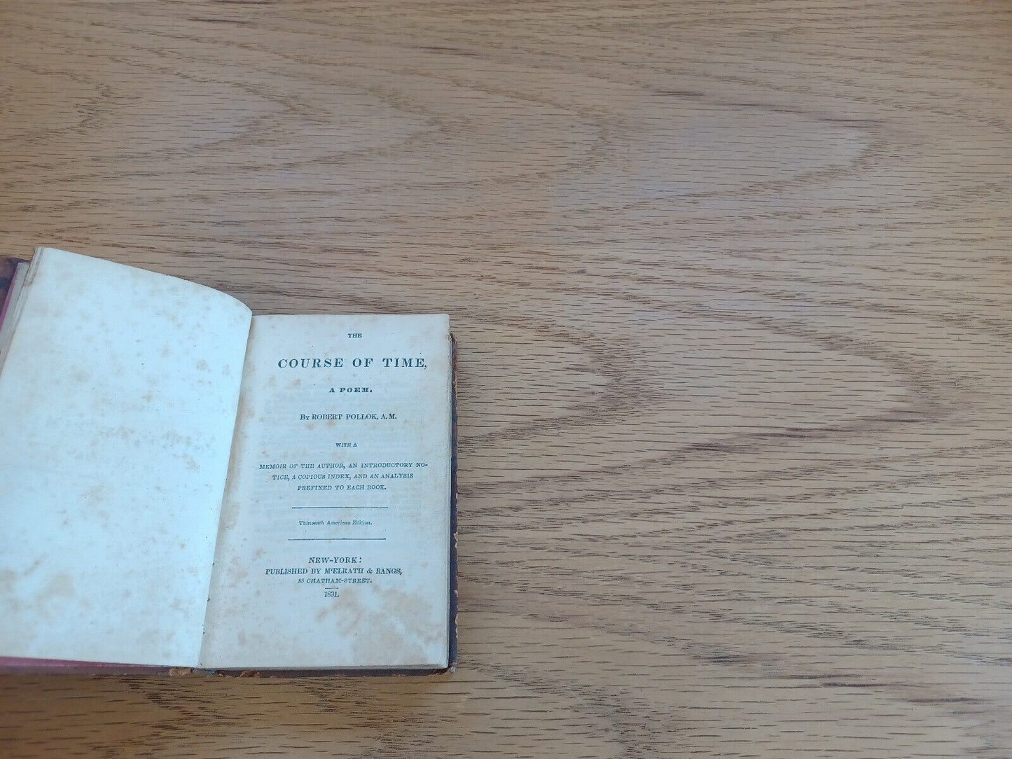 The Course Of Time A Poem Robert Pollok 1831 13Th American Edition