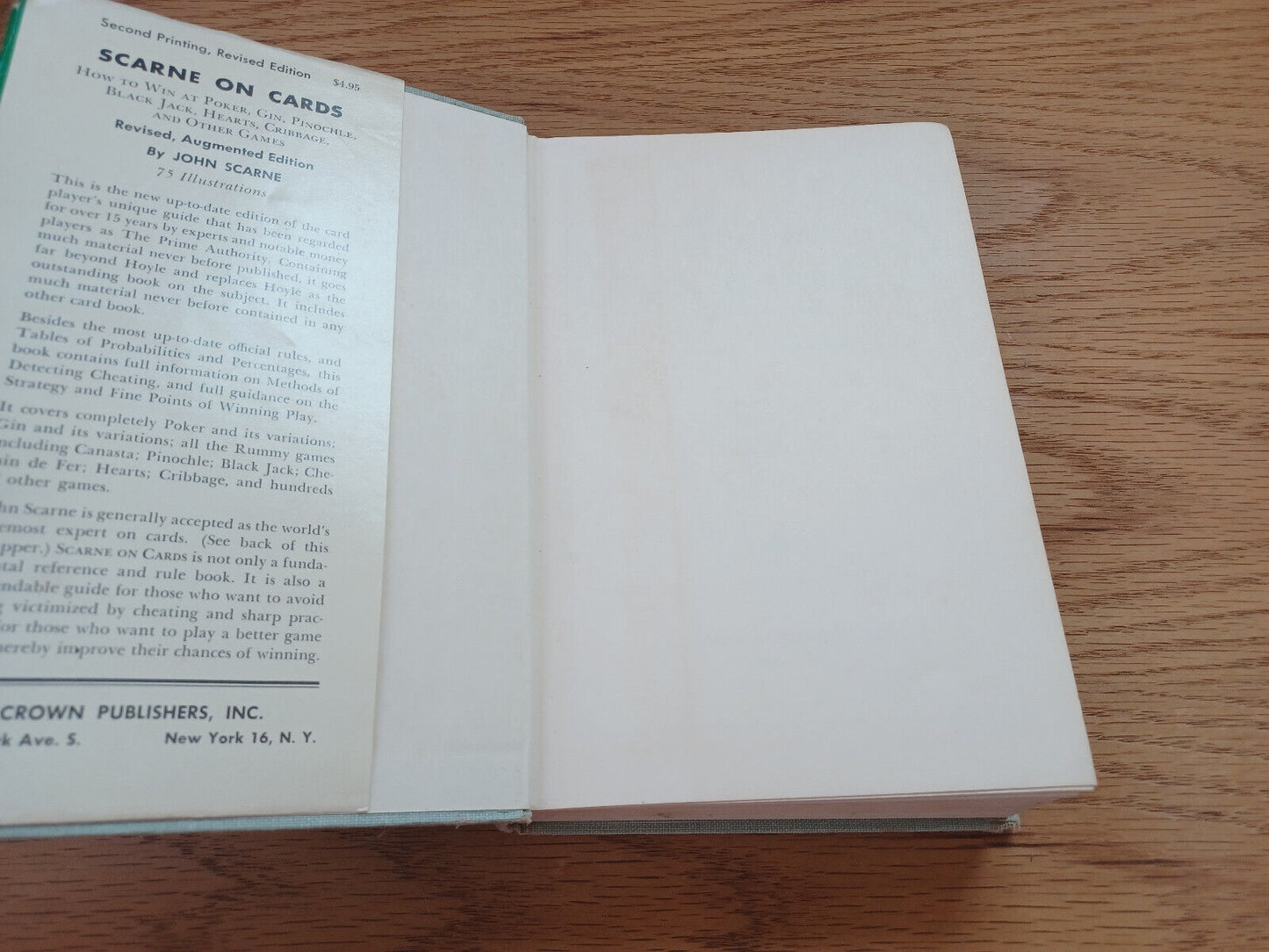 Scarne On Cards John Scarne Dust Jacket 1963