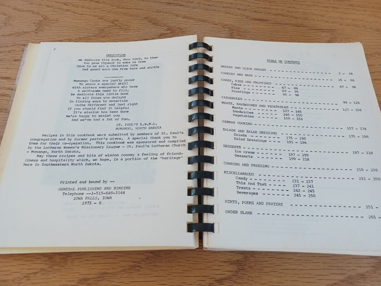 St Paul'S Lutheran Church Cook Book Monango North Dakota 1973