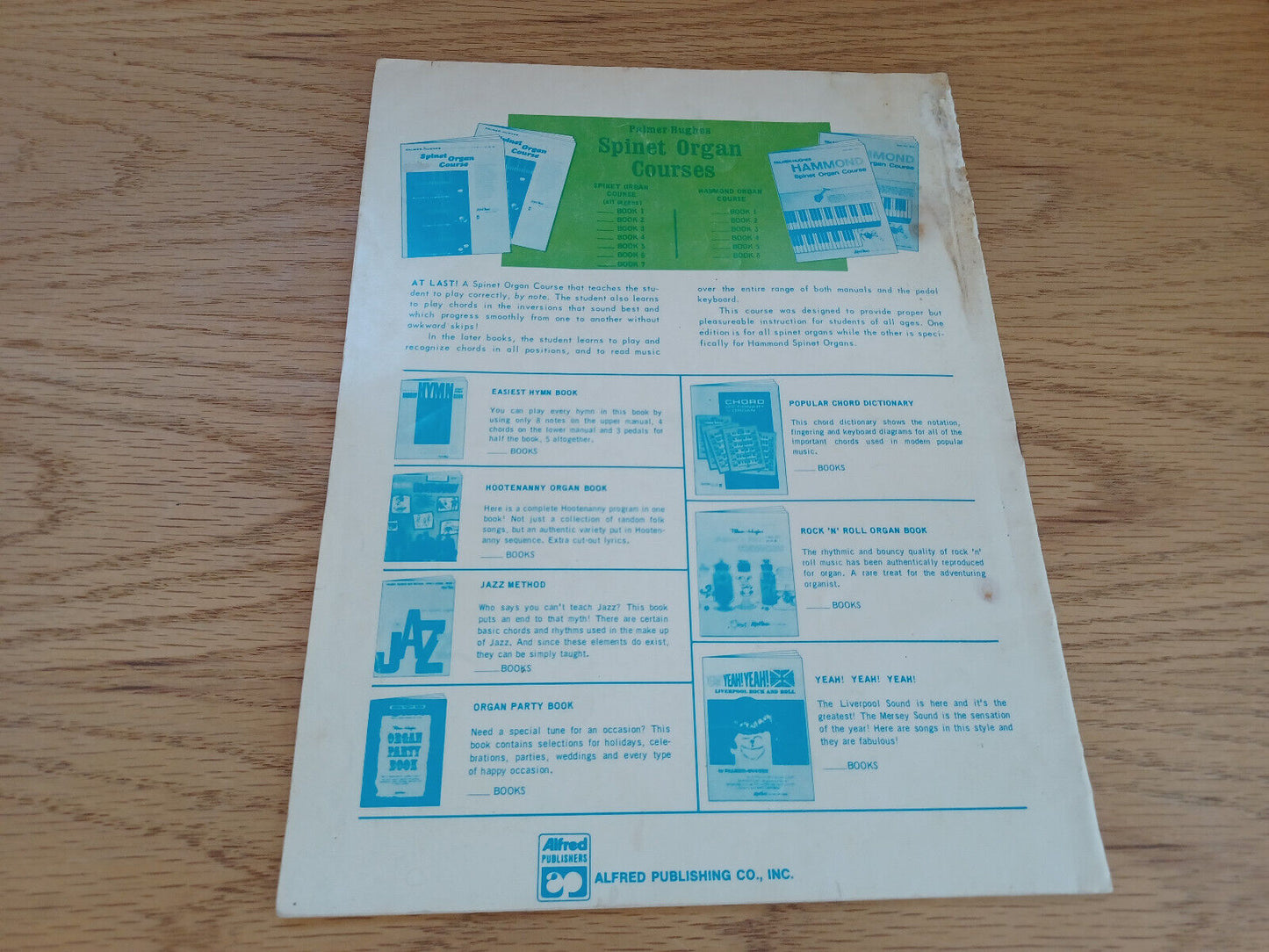 Palmer Hughes Easiest Hymn Spinet Organ Book 1965