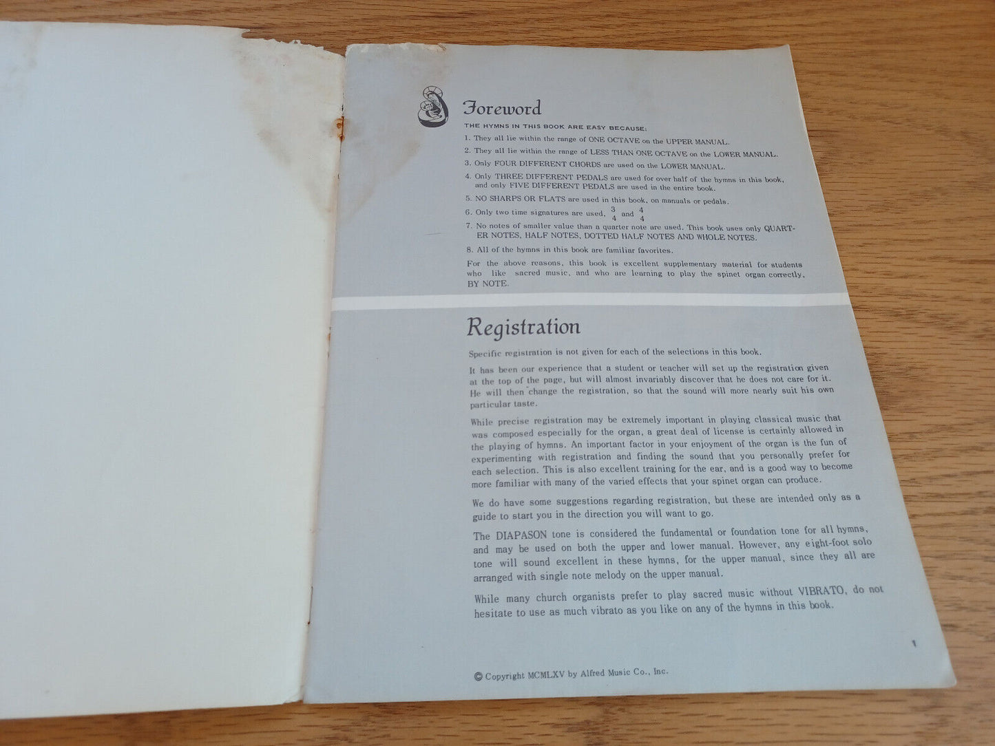 Palmer Hughes Easiest Hymn Spinet Organ Book 1965