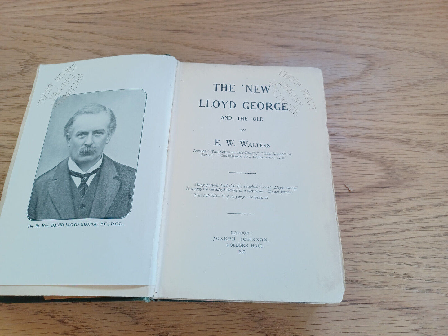 The New Lloyd George And The Old E W Walters Joseph Johnson Hardcover