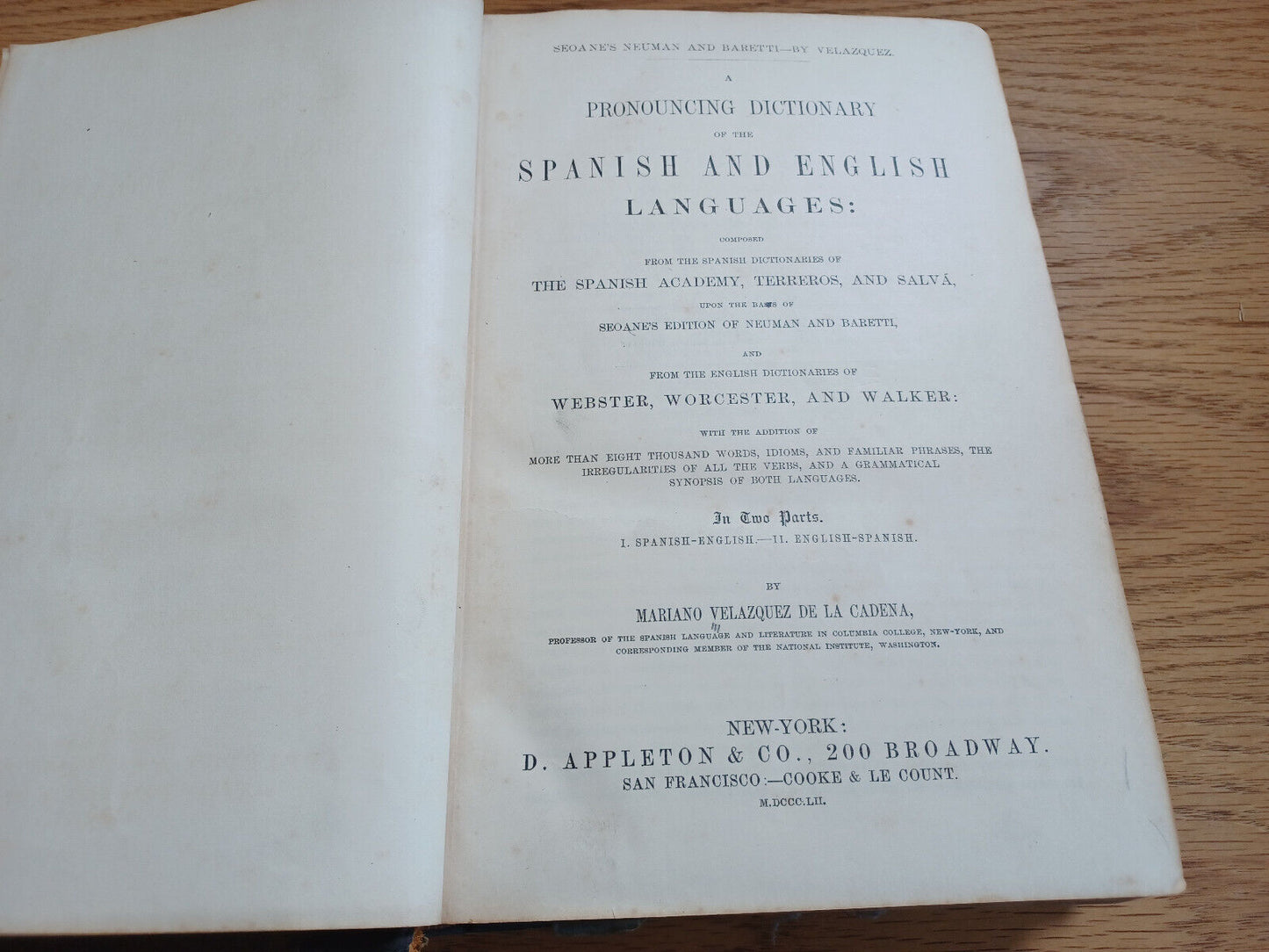 Pronouncing Dictionary Spanish And English Languages Mariano 1852