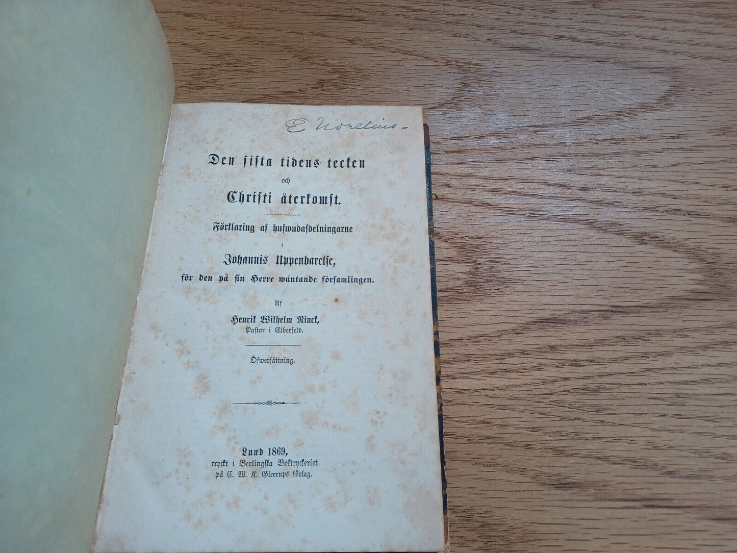 Den Sista Tidens Tecken Och Christi Aterkomst Henrik Wilhelm Rinck 1869