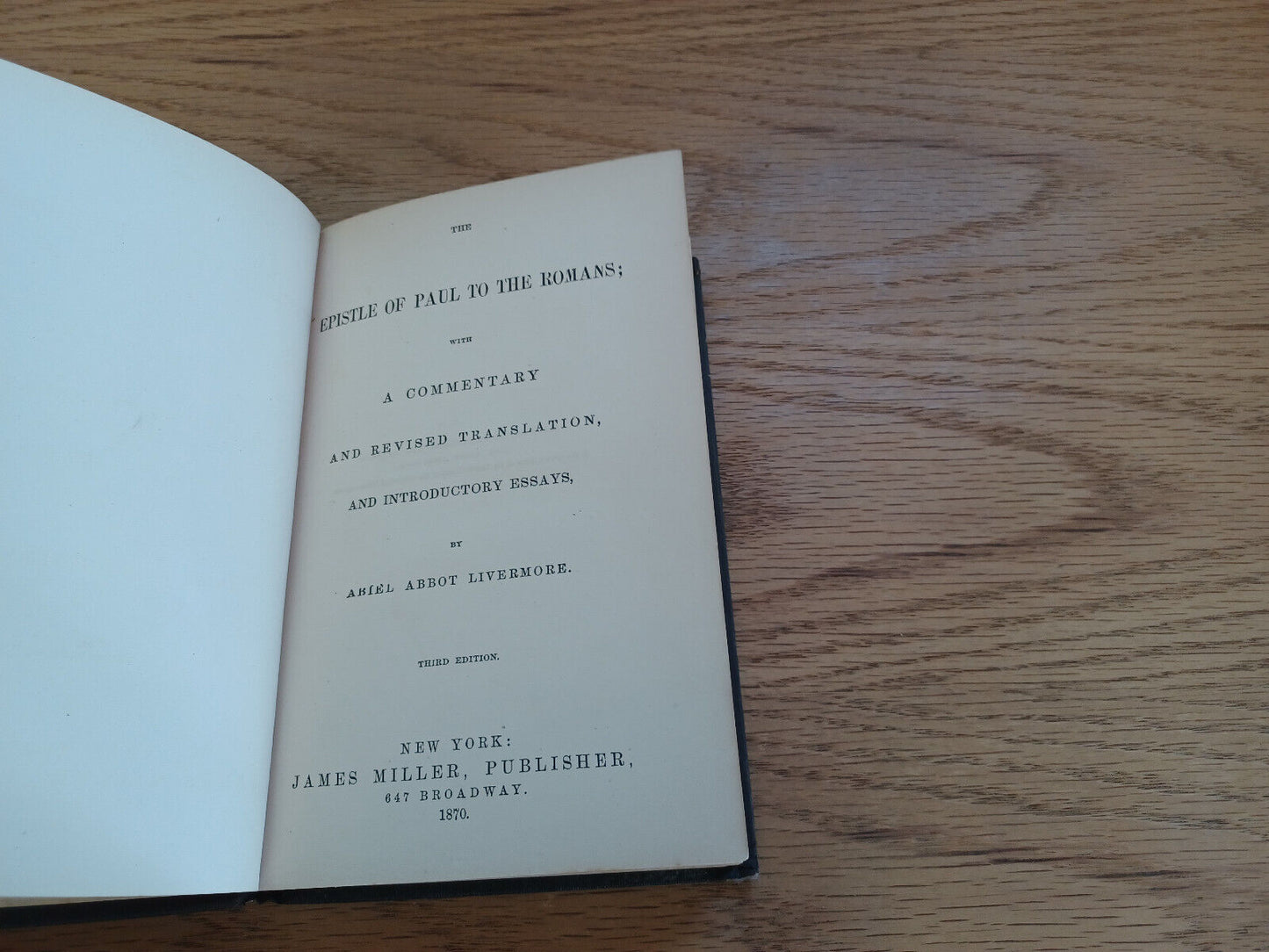 The Epistle Of Paul To The Romans Abiel Abbot Livermore 1870 Third Edition B