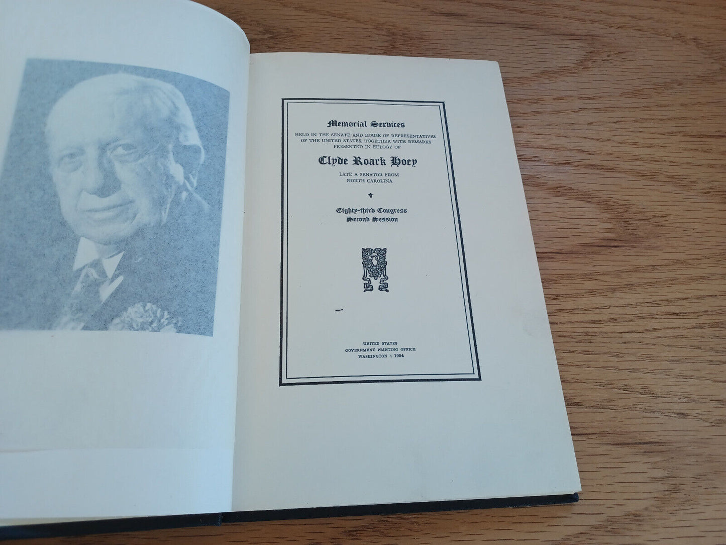 Memorial Services Clyde Roark Hoey Late Senator From North Carolina 1954
