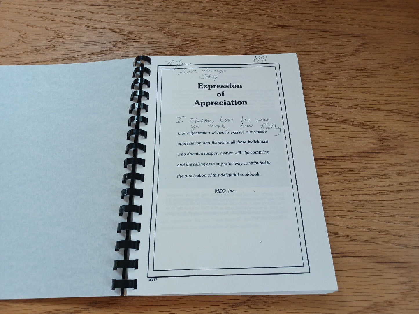 Jan'S Cookbook Meo Inc 1987