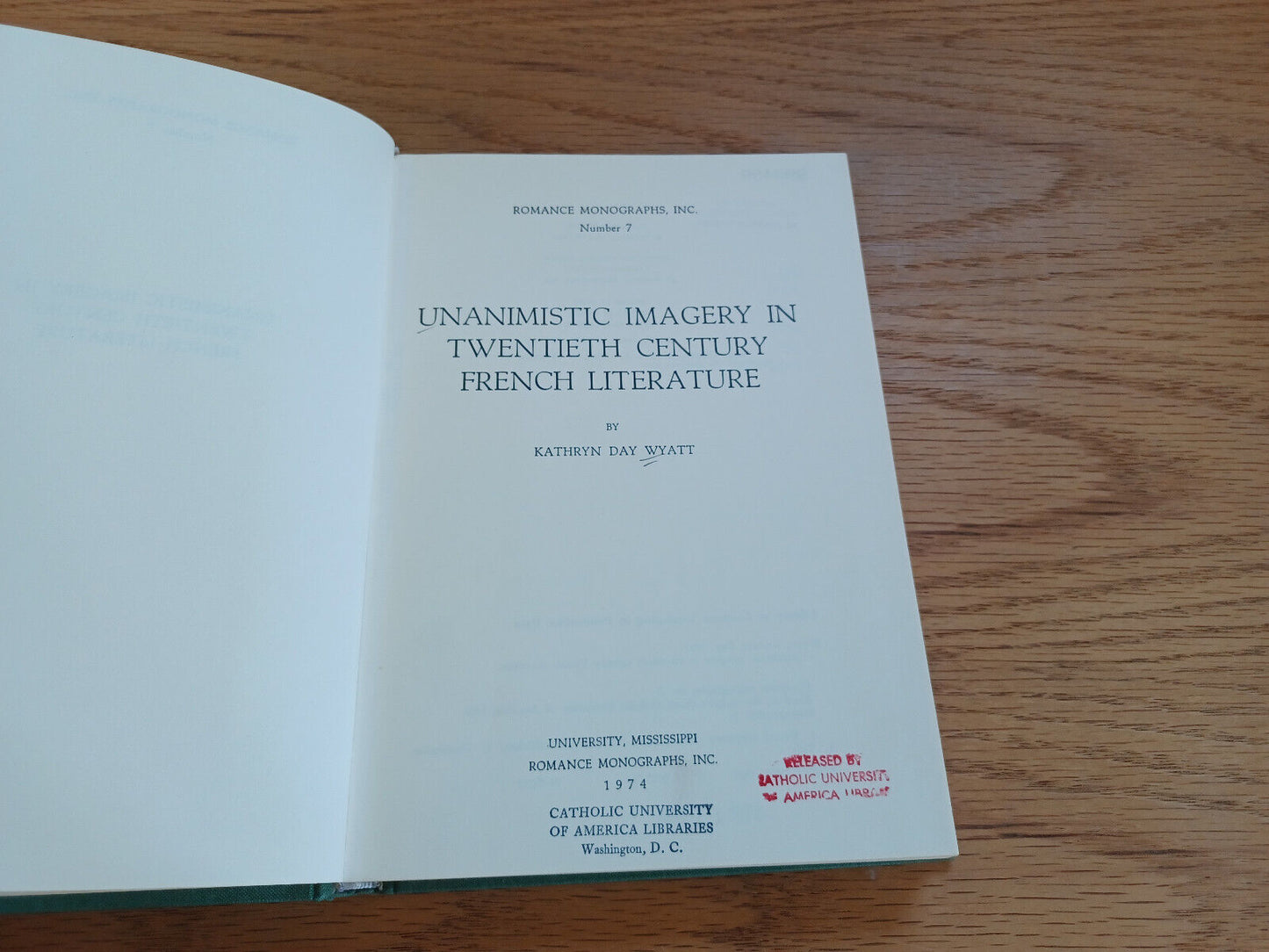 Unanimistic Imagery In Twentieth Century French Literature Kathryn Wyatt 1974