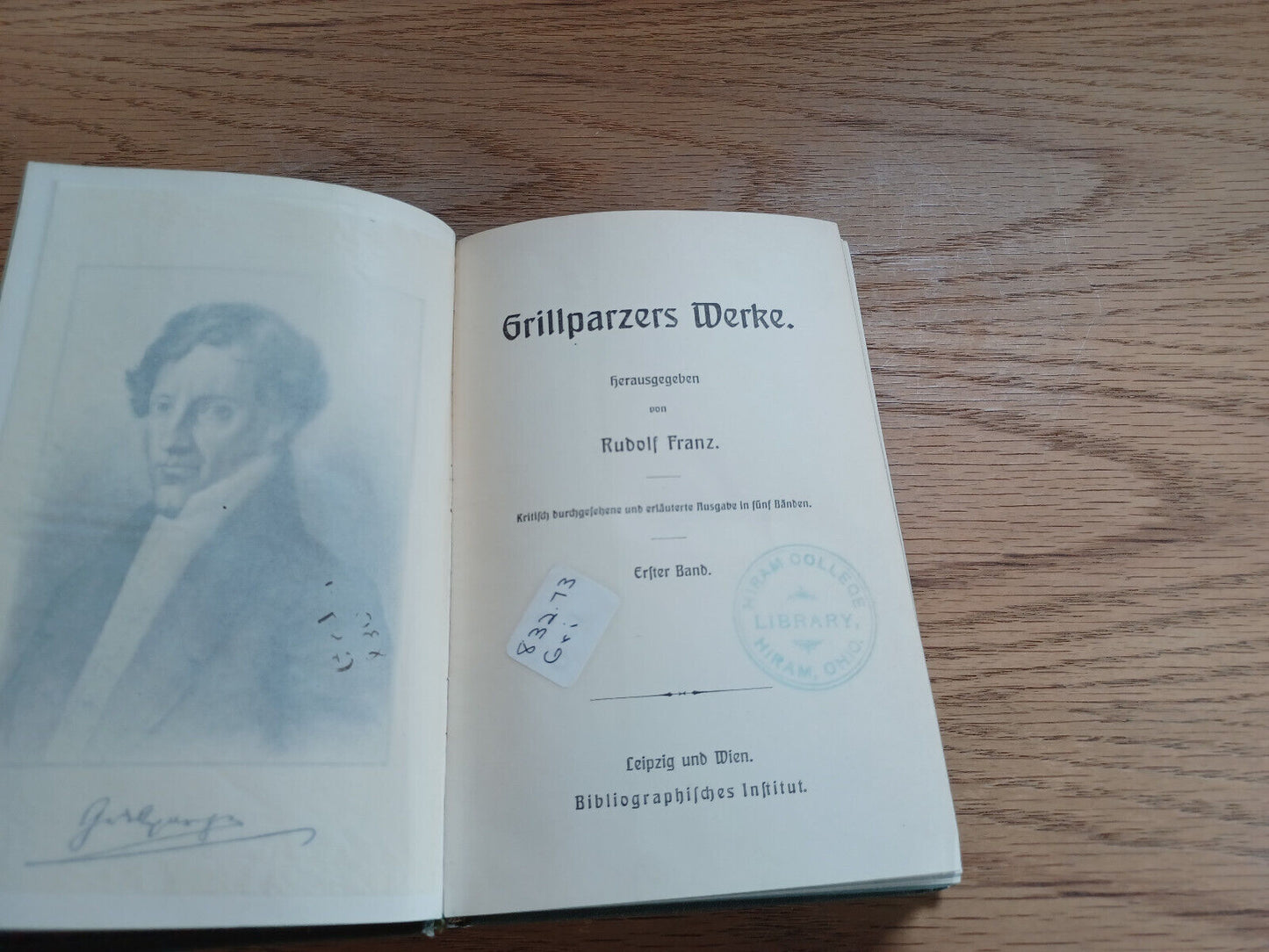 Grillparzers Werke Herausgegeben Von Rudolf Franz Erster Band