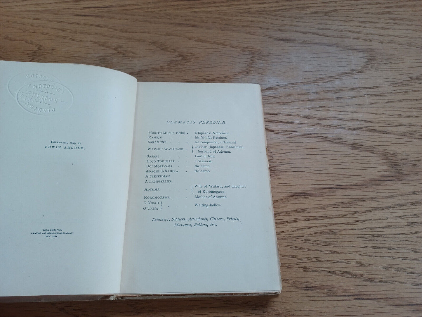 Adzuma Or The Japanese Wife A Play In Four Acts Sir Edwin Arnold 1893