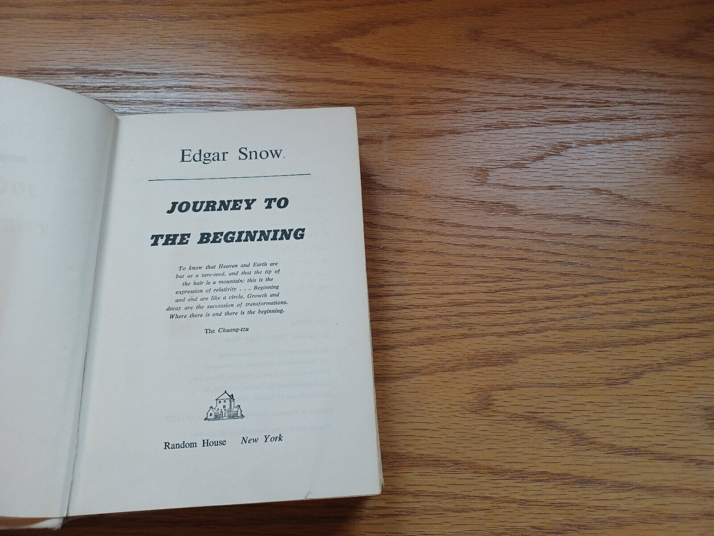 Journey To The Beginning Edgar Snow 1958 1St Printing