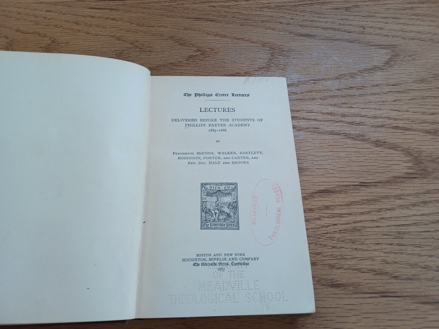 Phillips Exeter Lectures 1887 Mccosh Walker Bartlett