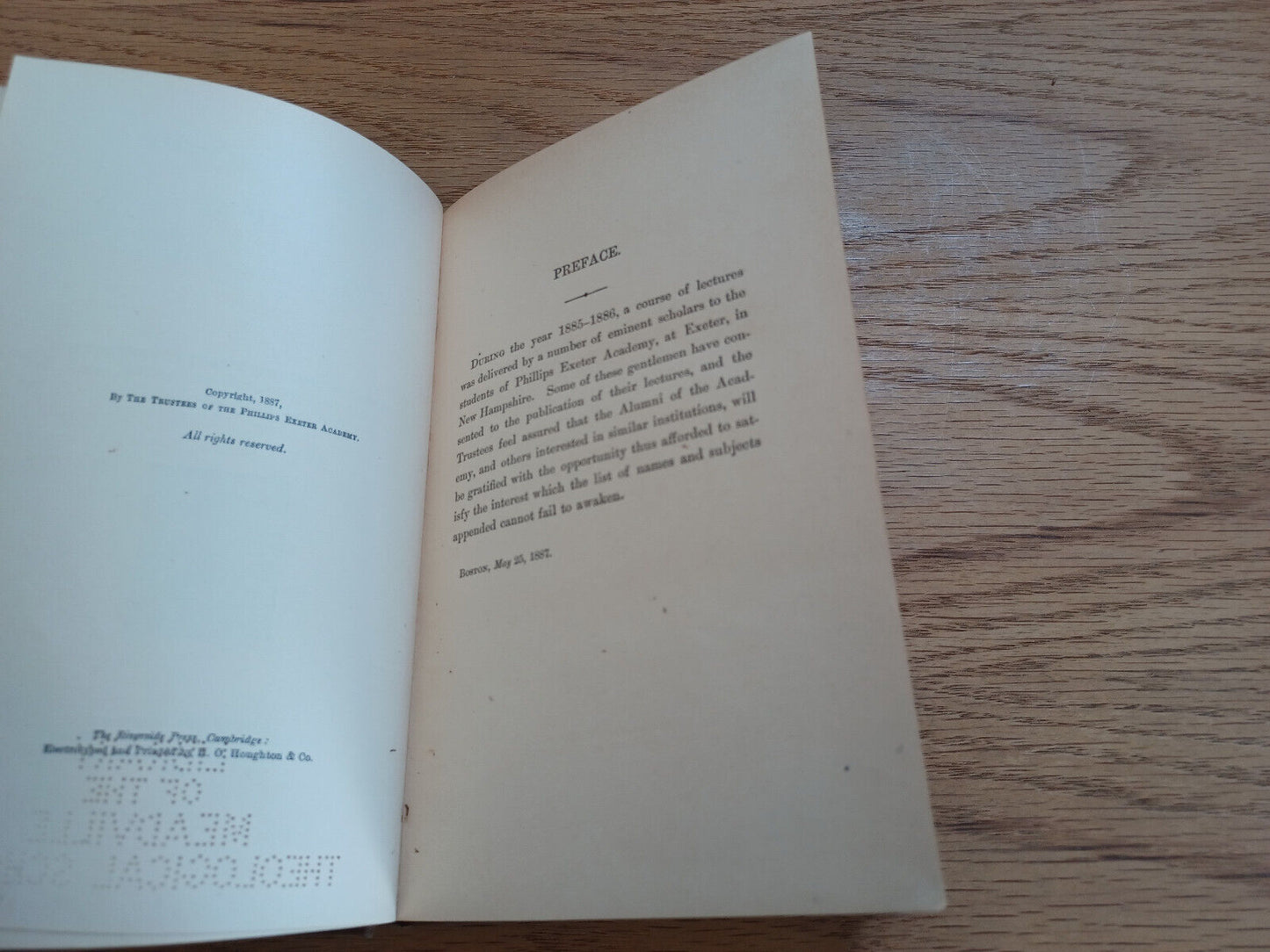 Phillips Exeter Lectures 1887 Mccosh Walker Bartlett