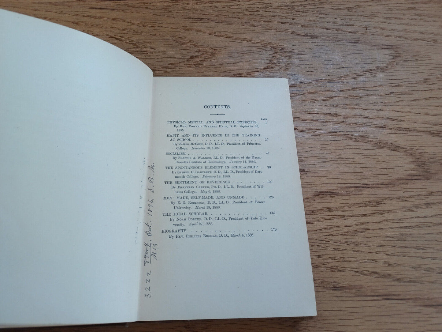 Phillips Exeter Lectures 1887 Mccosh Walker Bartlett