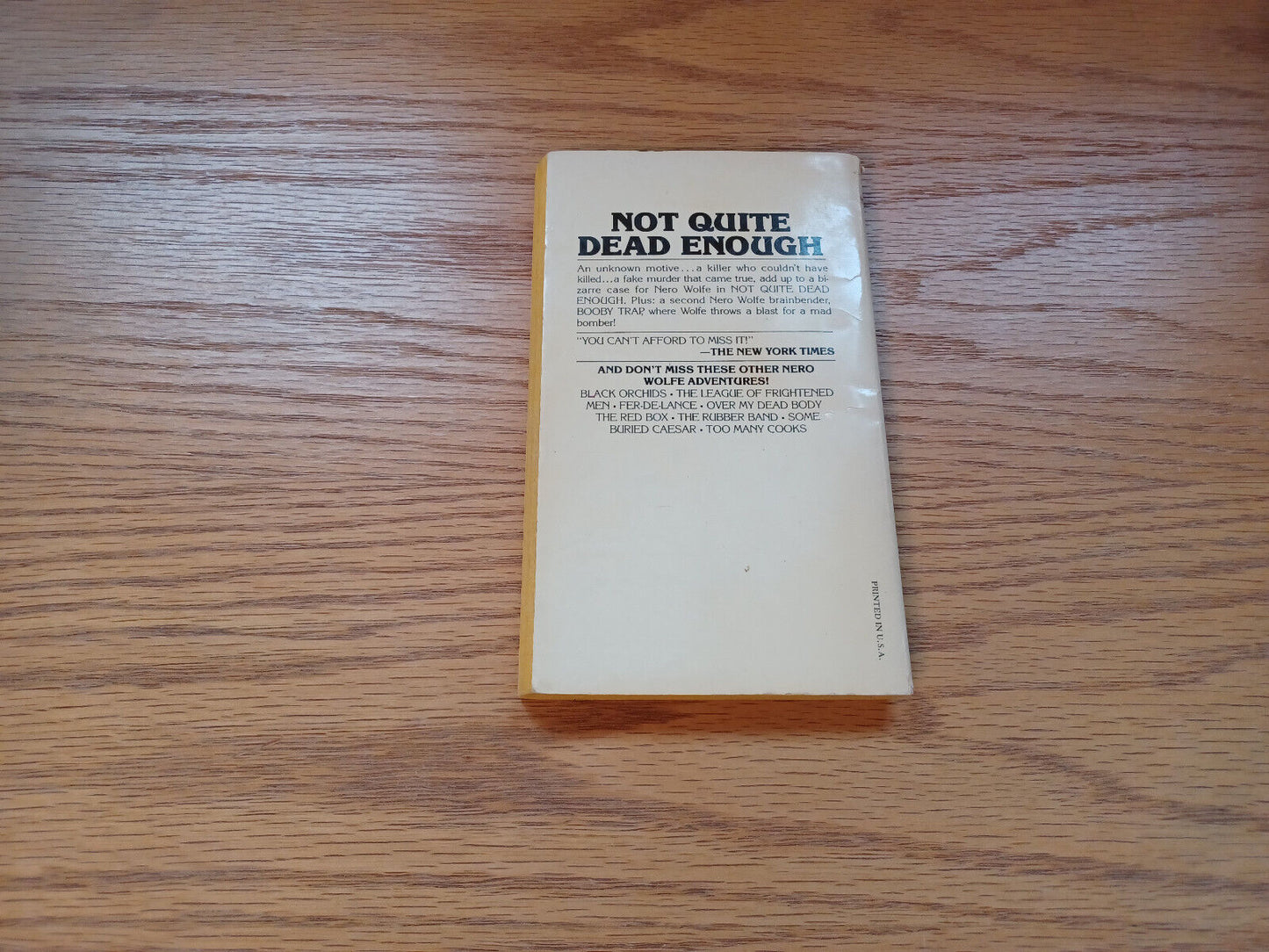 Not Quite Dead Enough By Rex Stout 1979