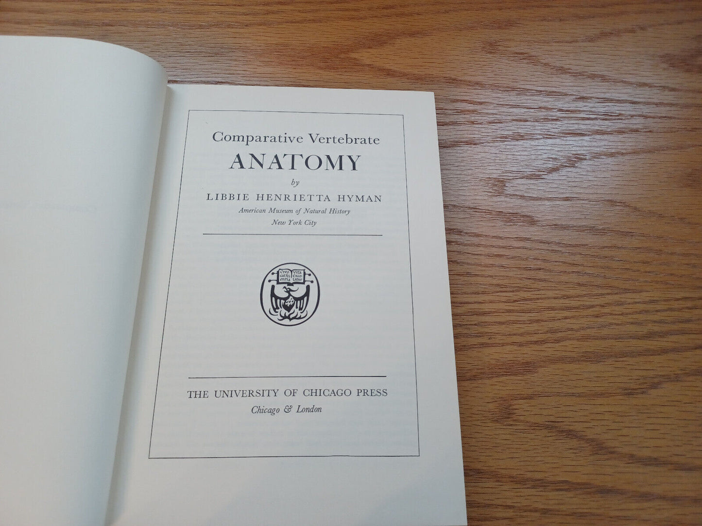Comparative Vertebrate Anatomy By Libbie Hyman 1974