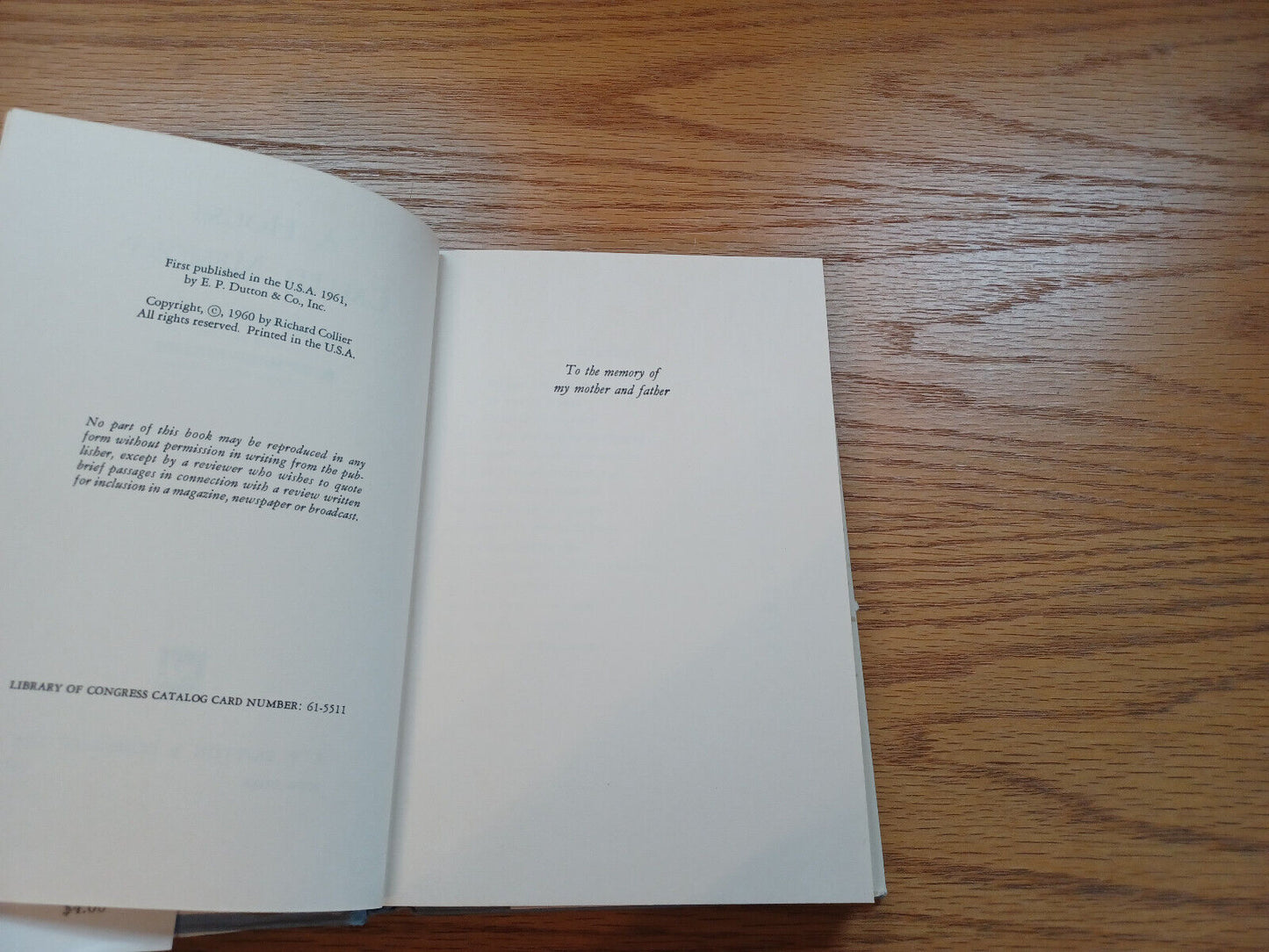 A House Called Memory By Richard Collier 1961 Dust Jacket