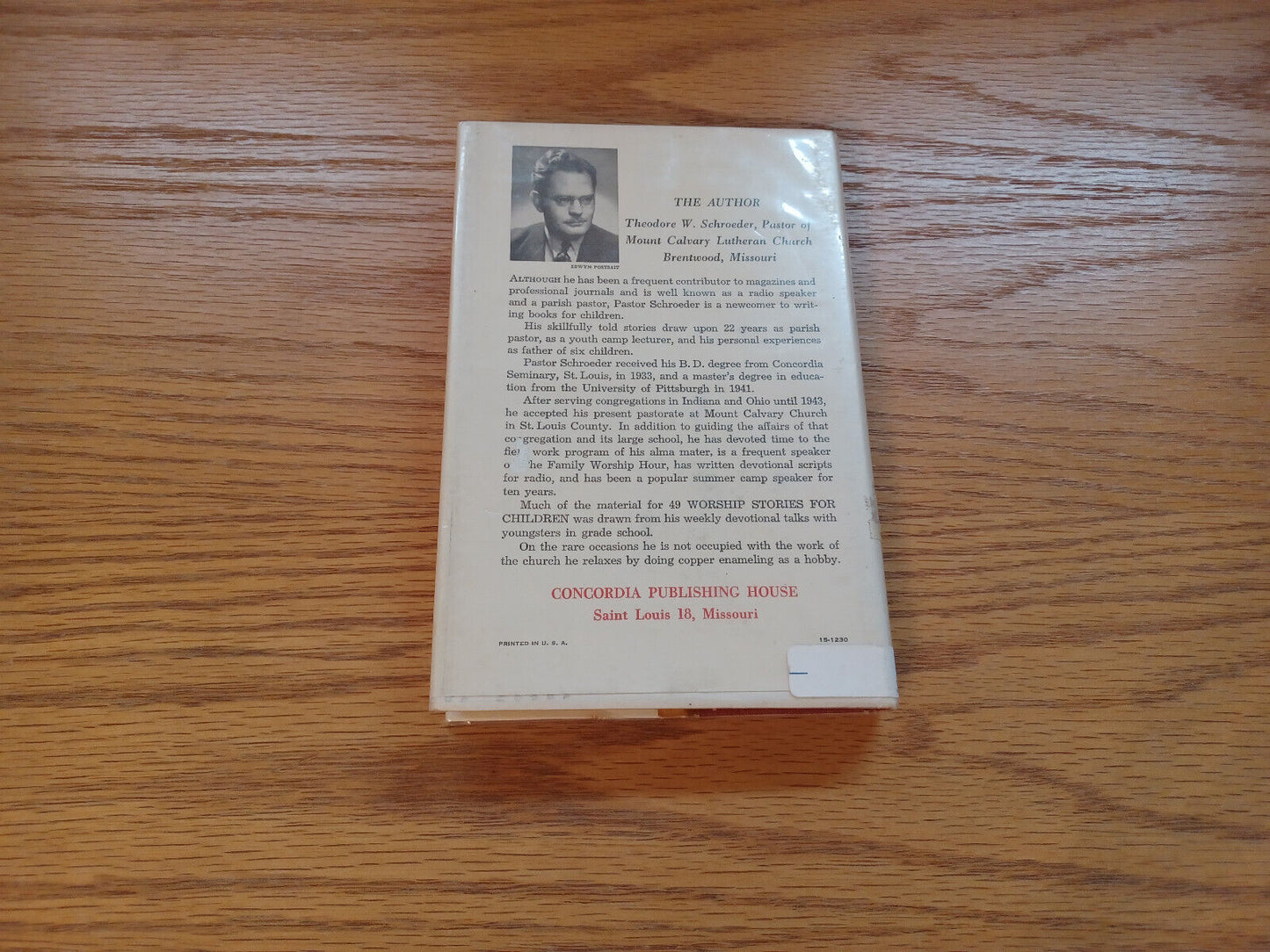 49 Worship Stories For Children 1957 Theodore W Schroeder Dust Jacket