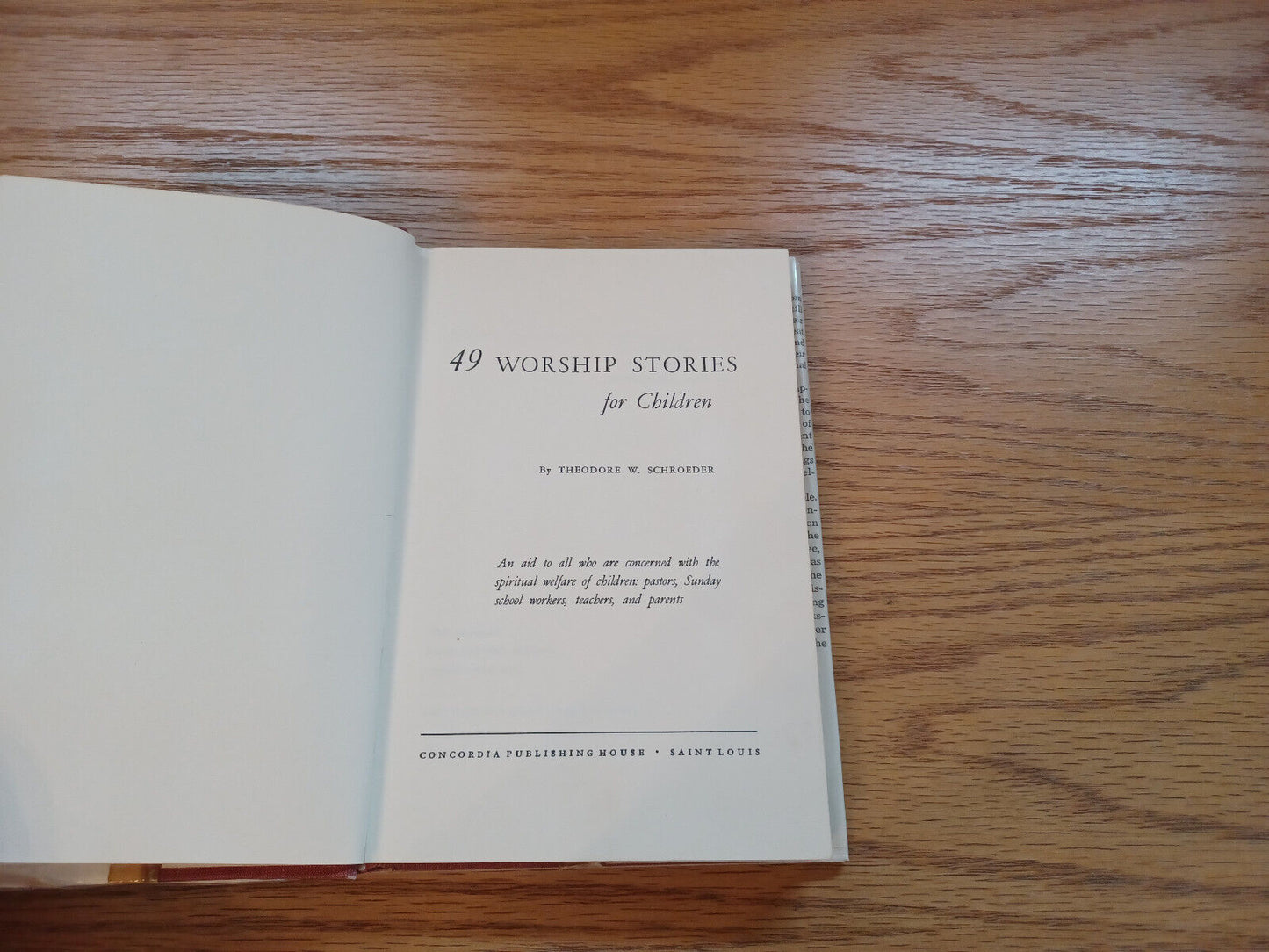 49 Worship Stories For Children 1957 Theodore W Schroeder Dust Jacket