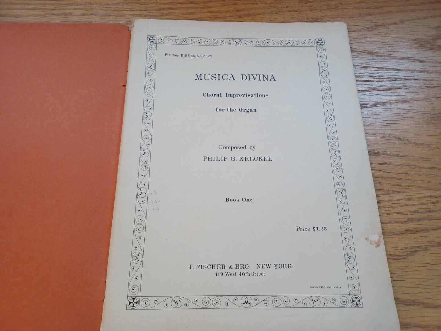 Musica Divina Choral Improvisations For The Organ Philip G Kreckel 1932 Book 1