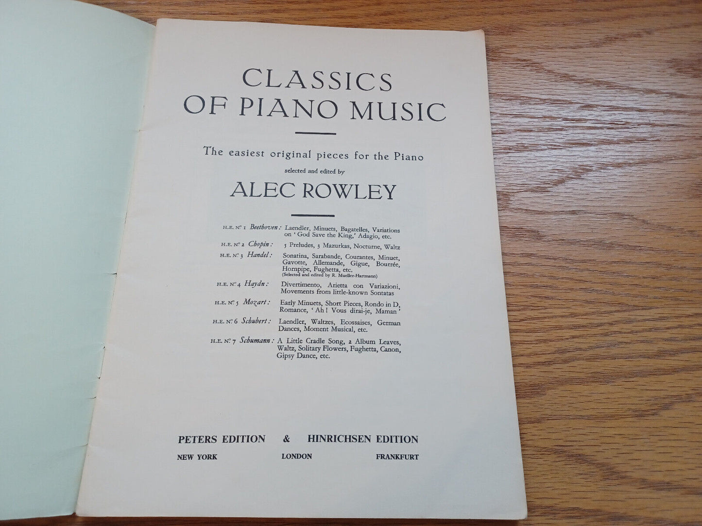 Classics Of Piano Music Alec Rowley Chopin