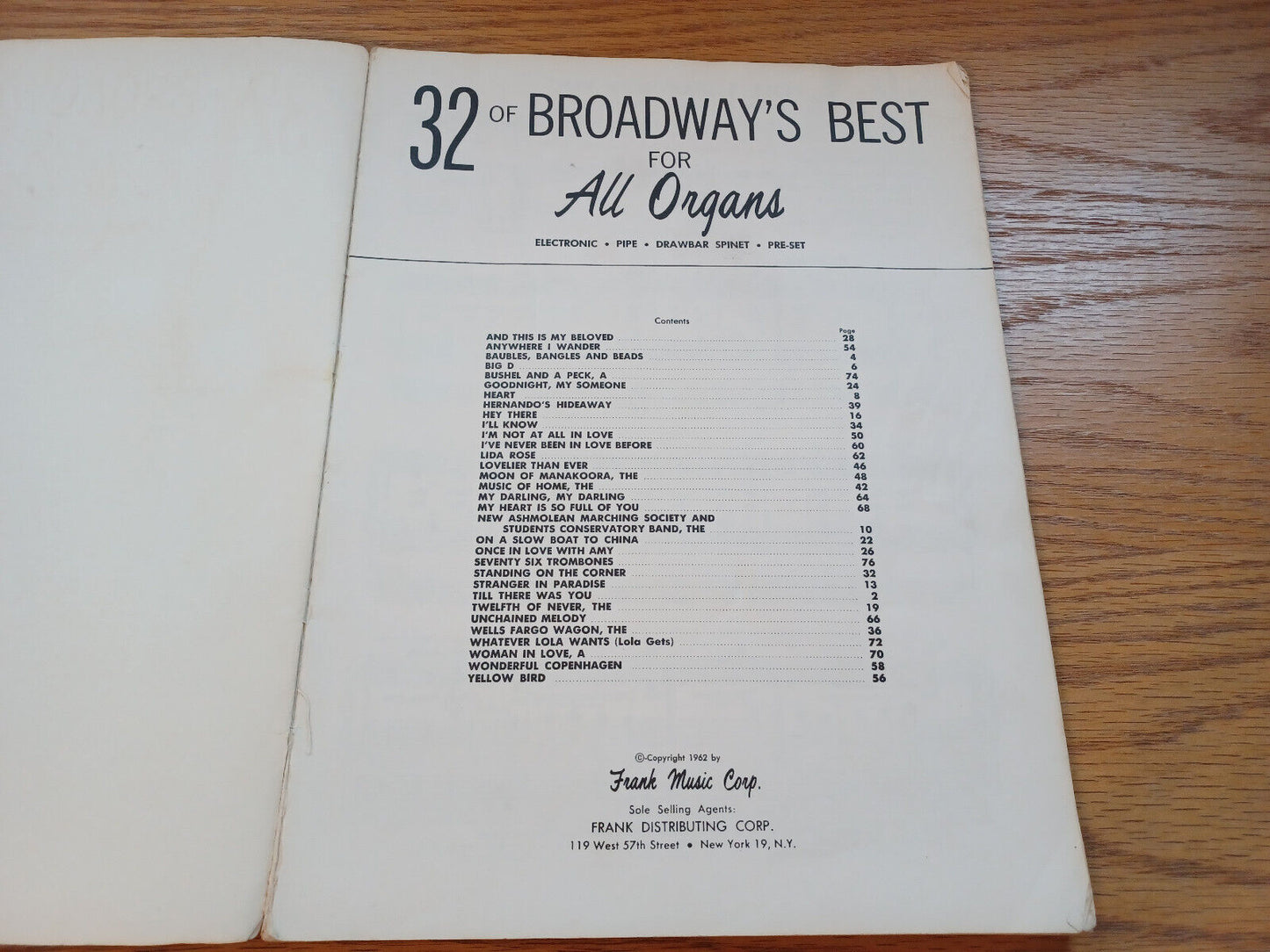 32 Of Broadway'S Best For All Organs 1962