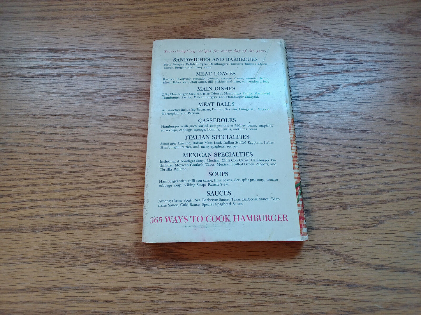 365 Ways To Cook Hamburger By Doyne Nickerson 1960 Dust Jacket