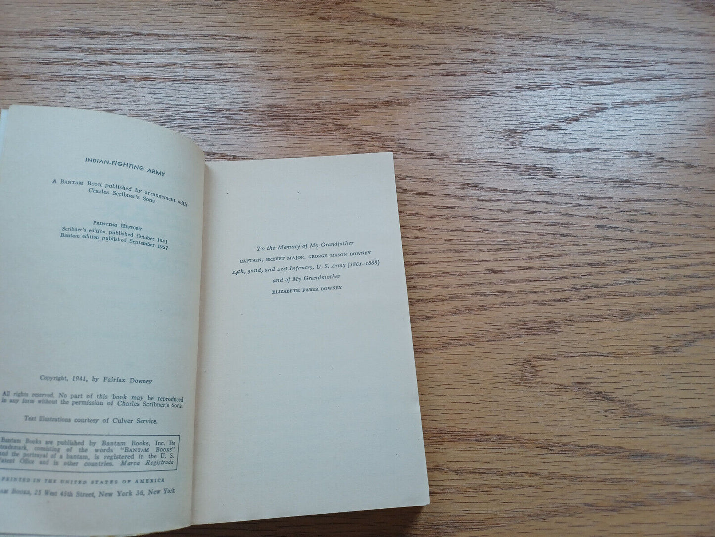 Indian Fighting Army Fairfax Downey 1957 Bantam Books Paperback