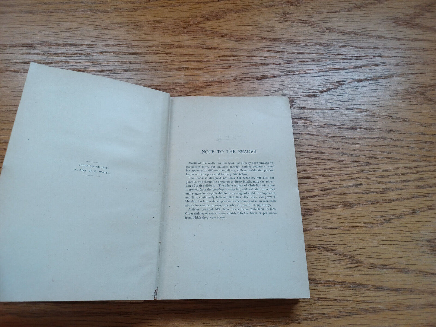Christian Education Mrs E G White 1893