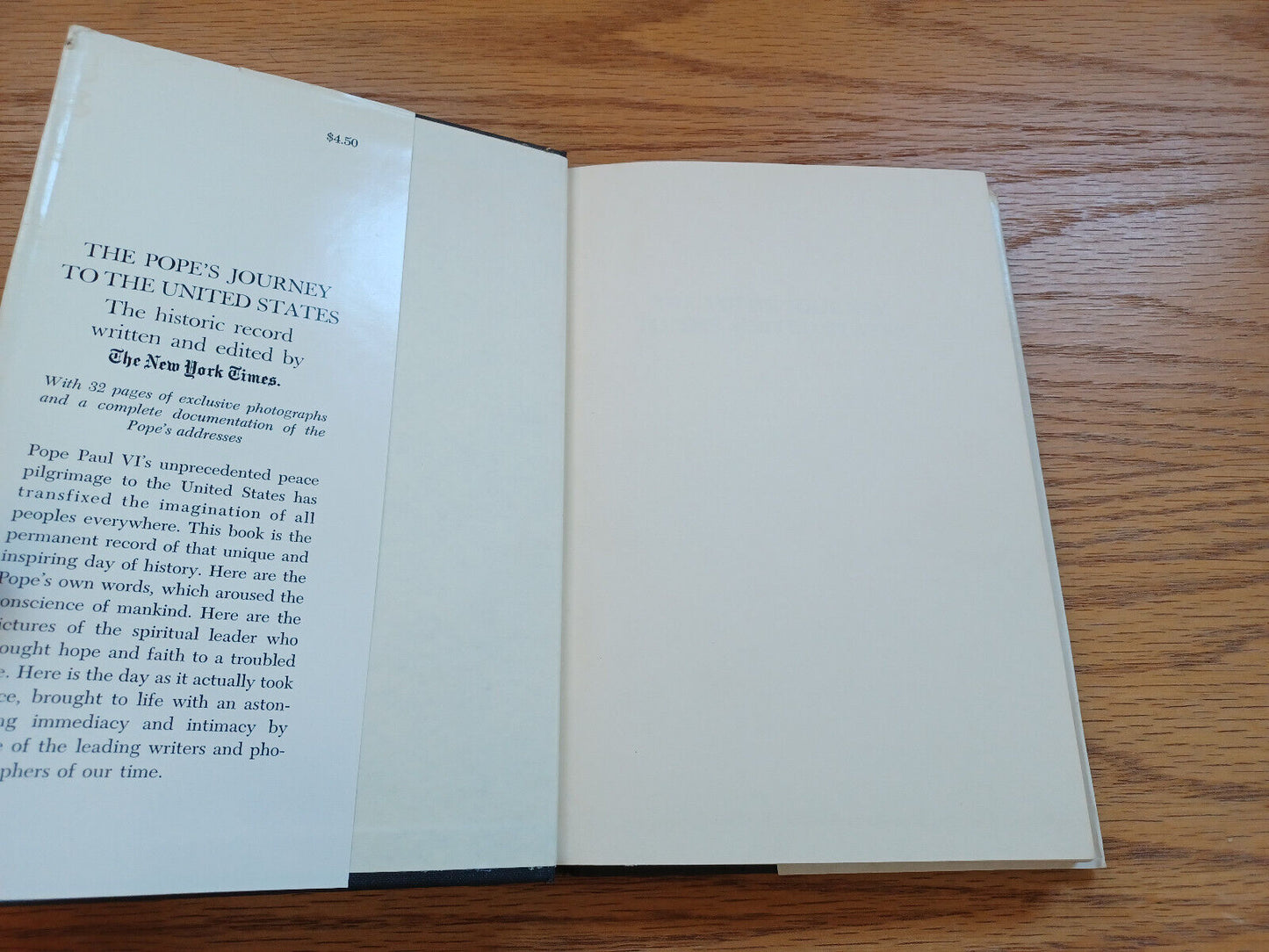 The Pope'S Journey To The United States New York Times Dust Jacket 1965