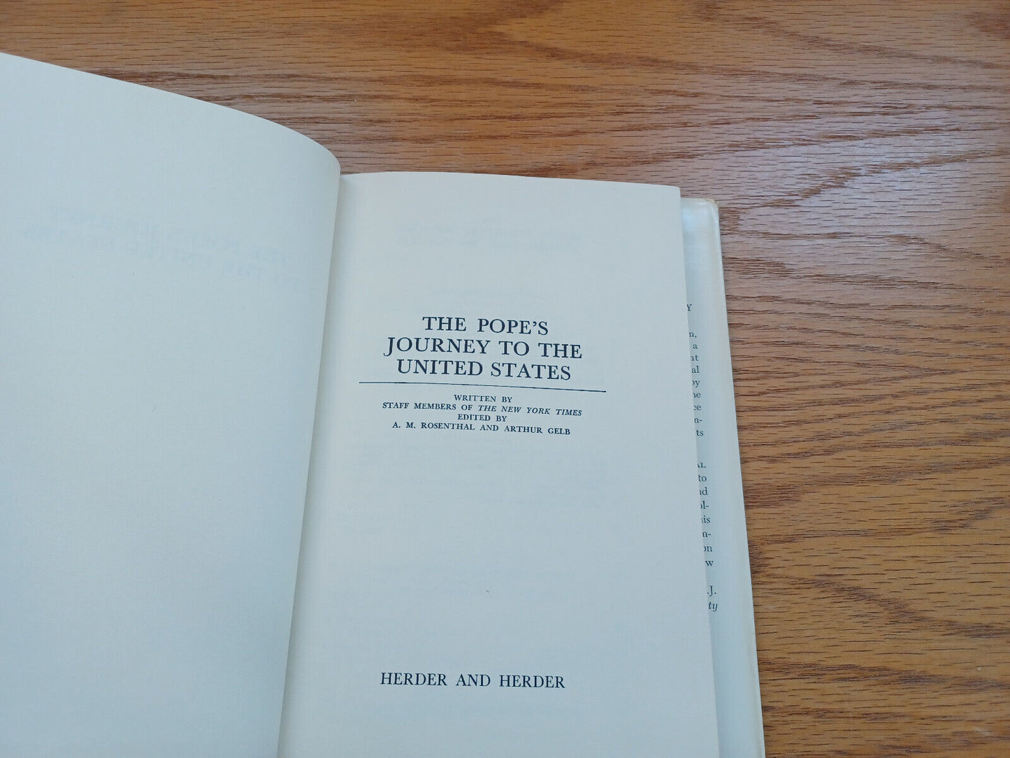 The Pope'S Journey To The United States New York Times Dust Jacket 1965