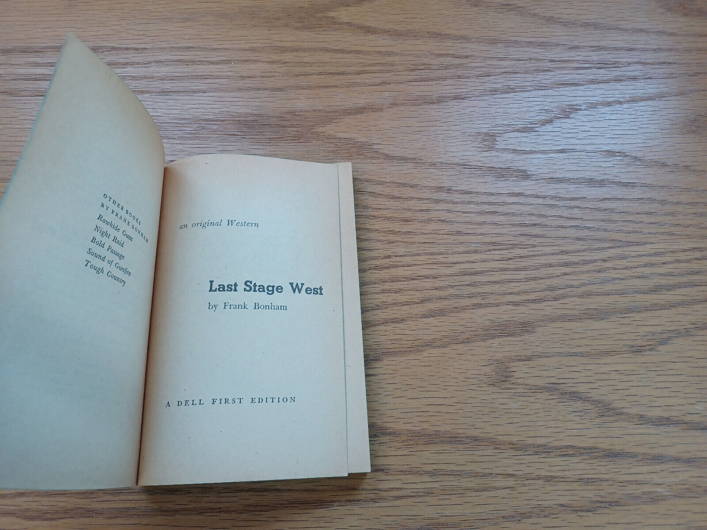 Last Stage West By Frank Bonham 1959