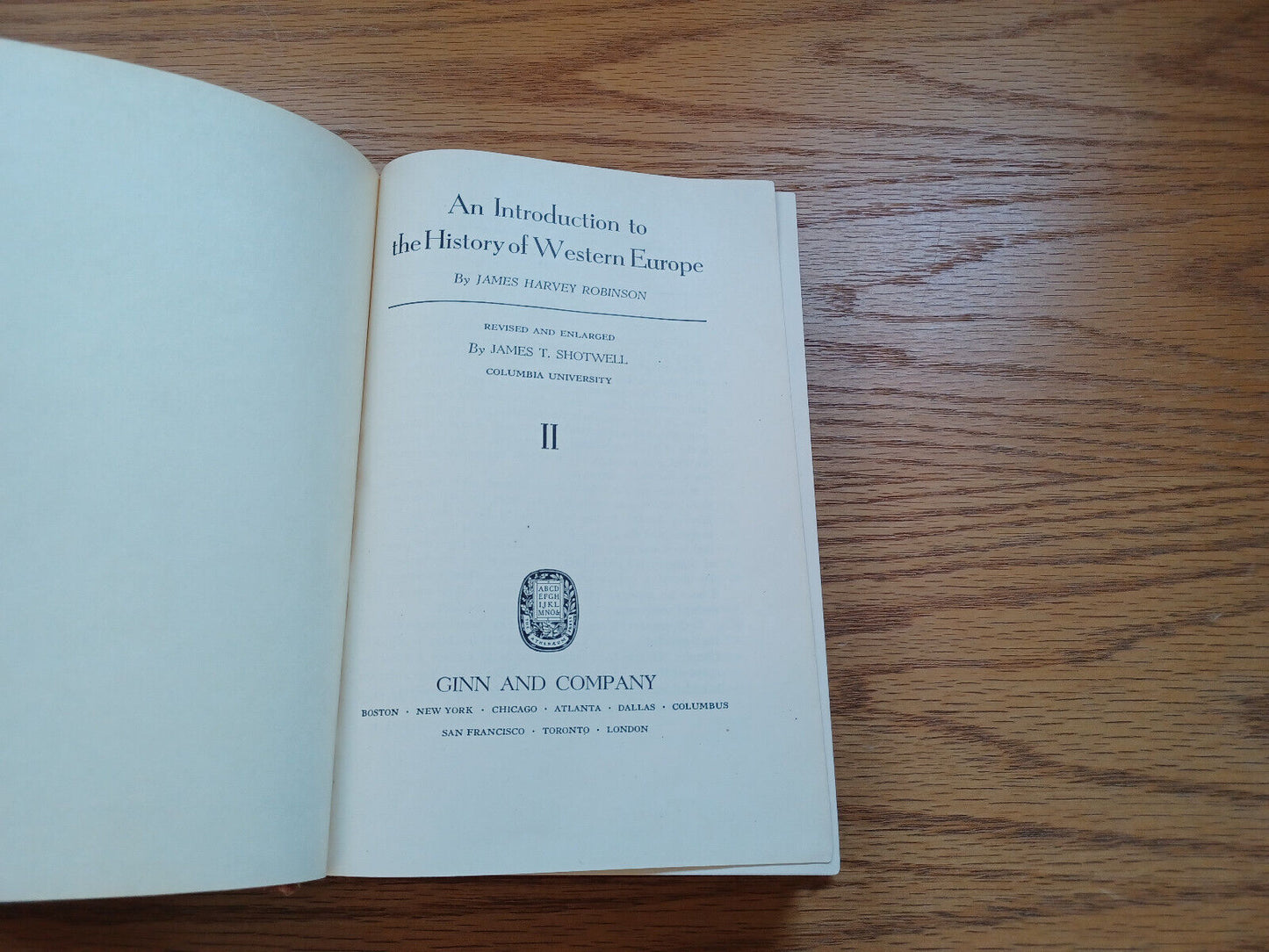 An Introduction To The History Of Western Europe Ii James Harvey Robinson 1946