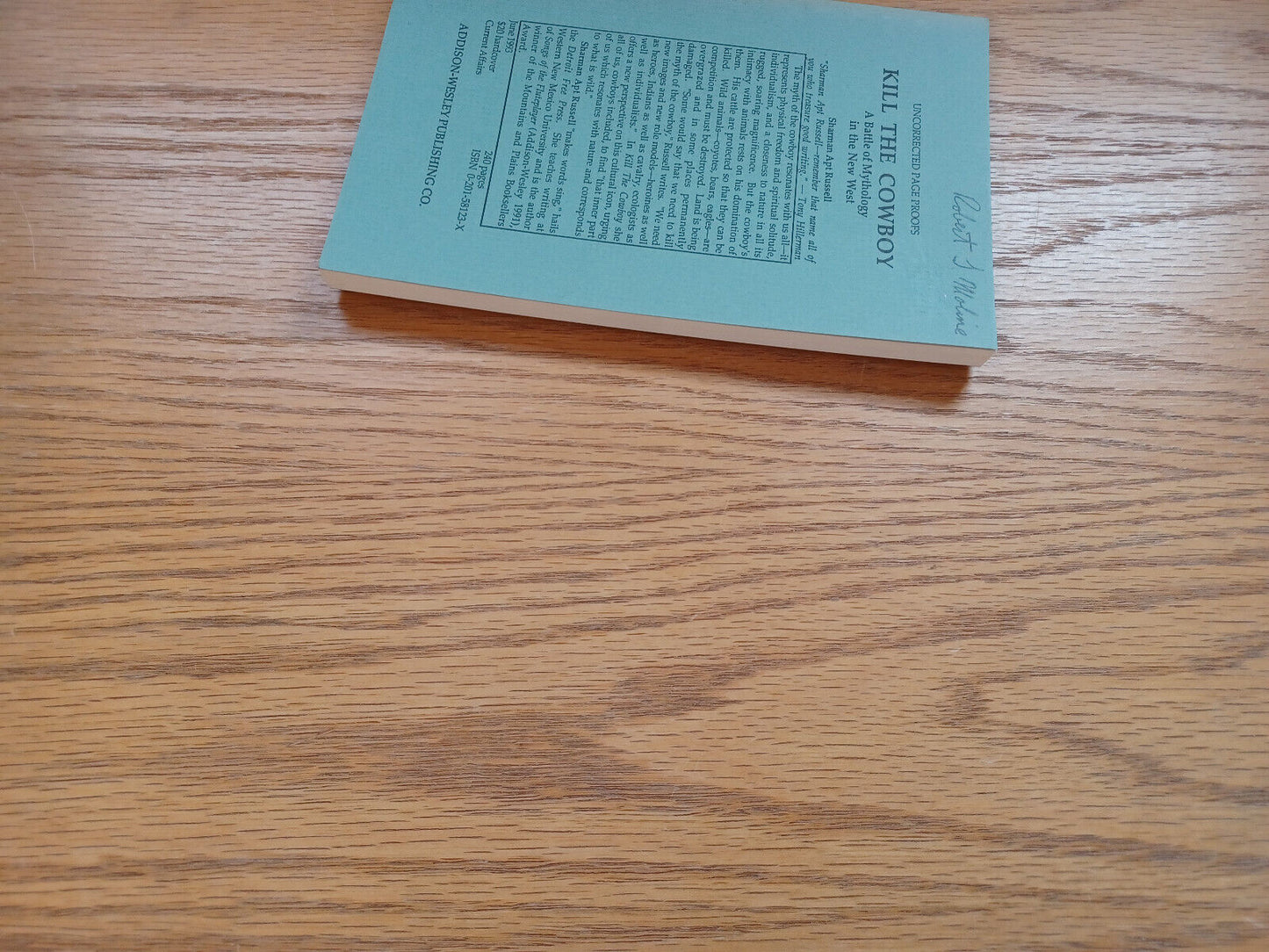 Kill The Cowboy Sharman Apt Russell Uncorrected Page Proofs 1993