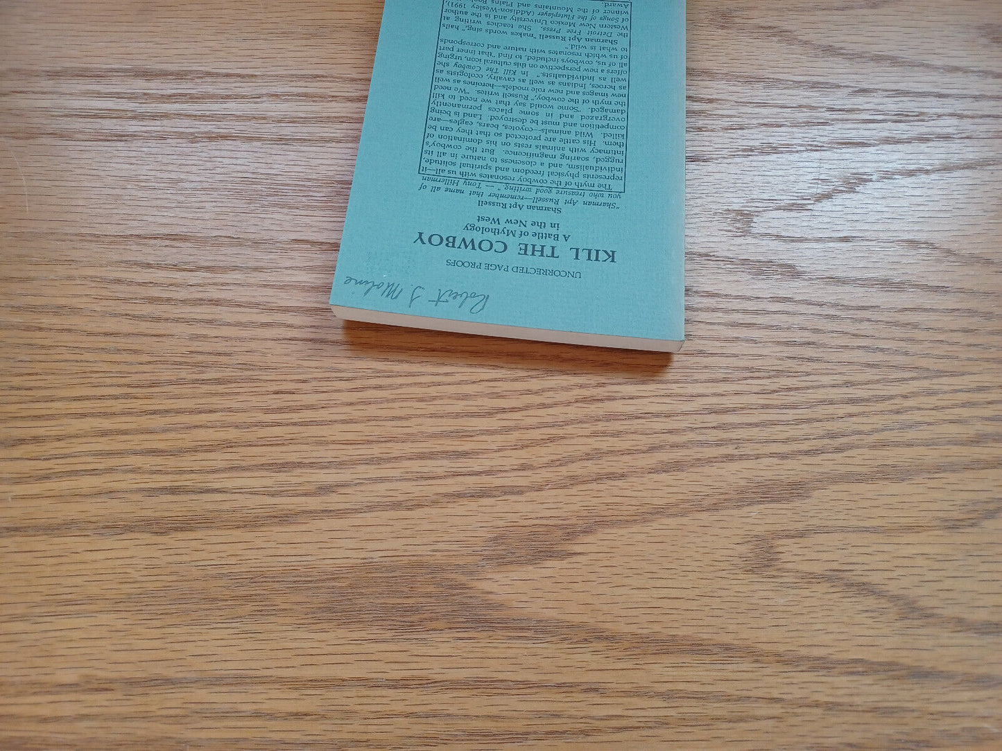 Kill The Cowboy Sharman Apt Russell Uncorrected Page Proofs 1993