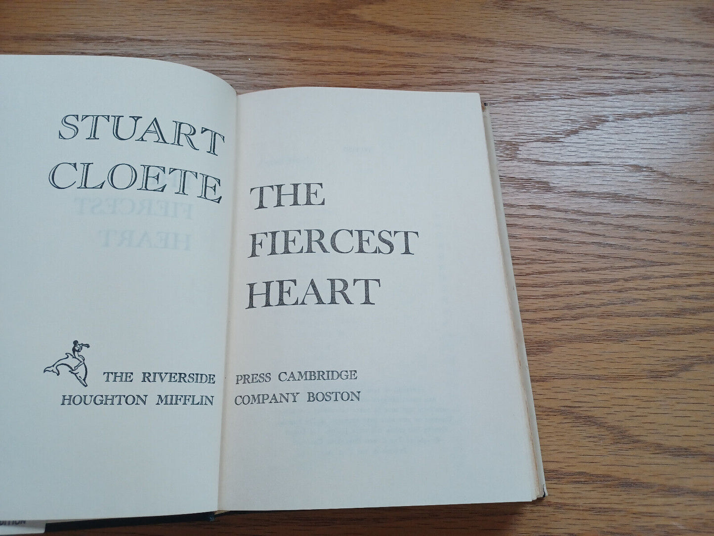 The Fiercest Heart Book Club Edition Dust Jacket Stuart Cloete