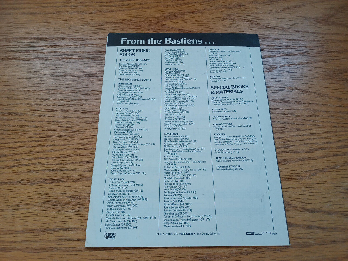 A First Sonatina Piano Solo Jane Smisor Bastien 1972