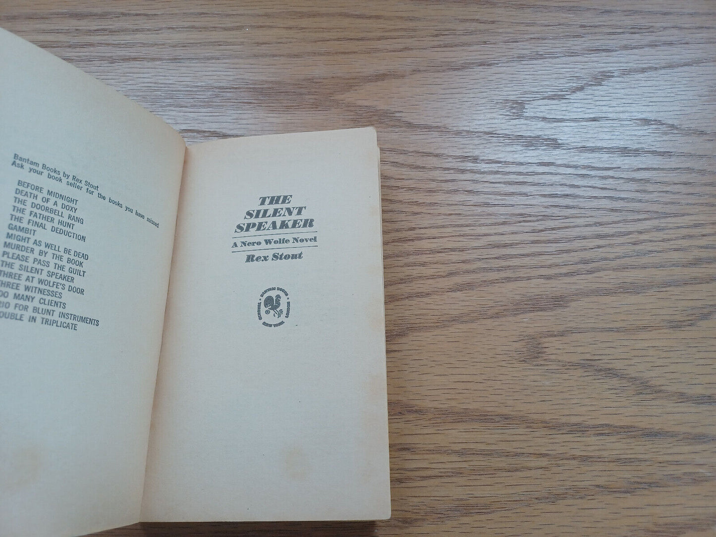The Silent Speaker Nero Wolfe By Rex Stout 1974